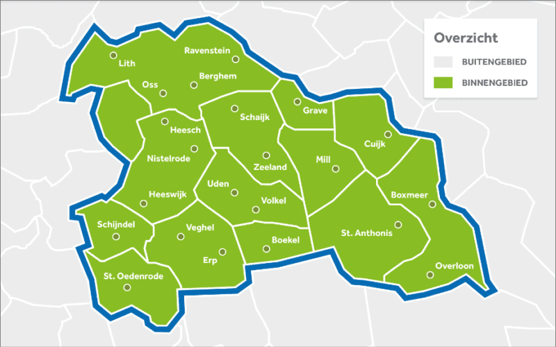 Overzicht gebieden Regiotaxi